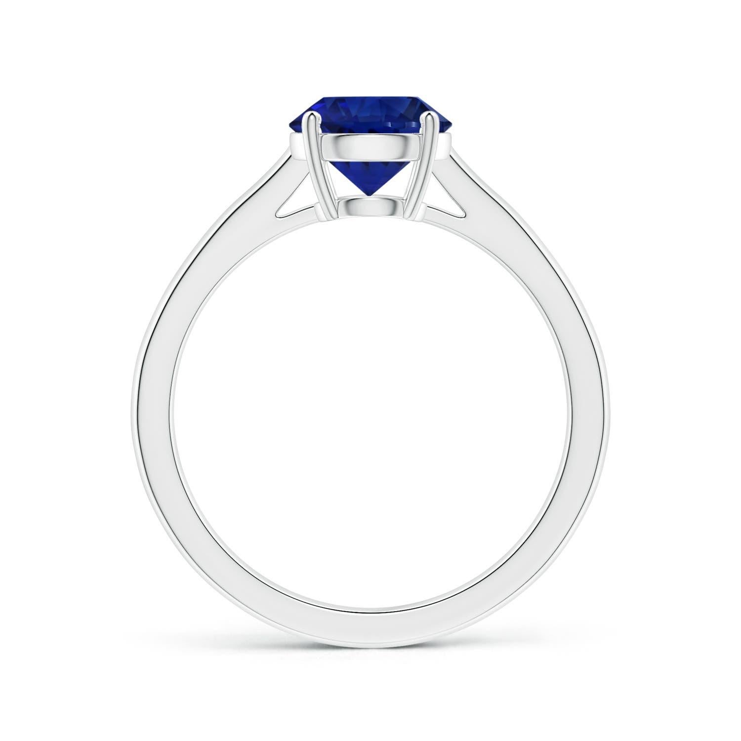 For Sale:  ANGARA Prong-Set GIA Certified Round Blue Sapphire Solitaire Ring in Platinum 2