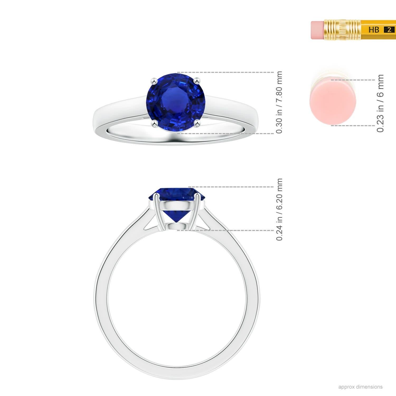 For Sale:  ANGARA Prong-Set GIA Certified Round Blue Sapphire Solitaire Ring in Platinum 5