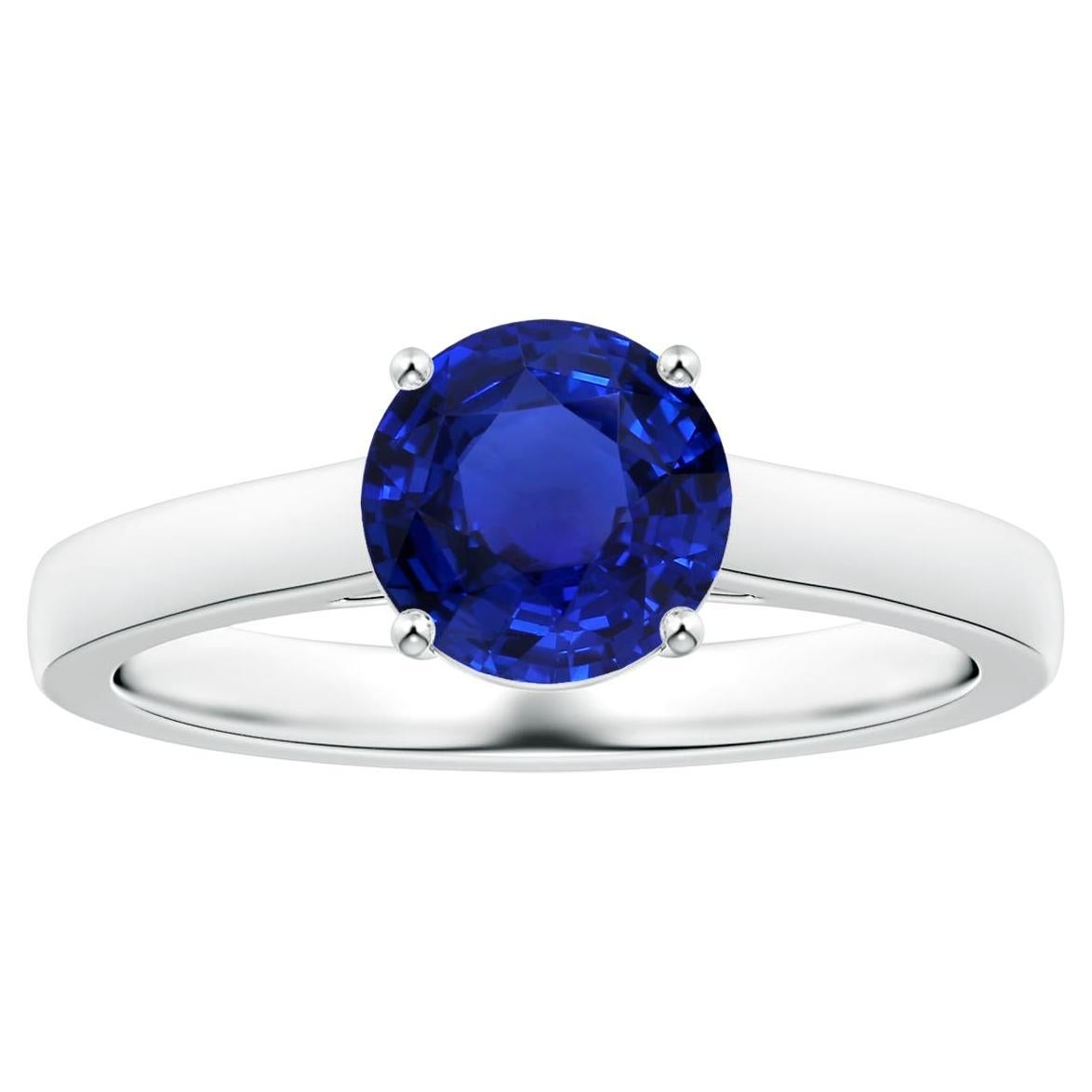For Sale:  ANGARA Prong-Set GIA Certified Round Blue Sapphire Solitaire Ring in Platinum