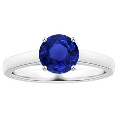 ANGARA Prong-Set GIA Certified Round Blue Sapphire Solitaire Ring in Platinum
