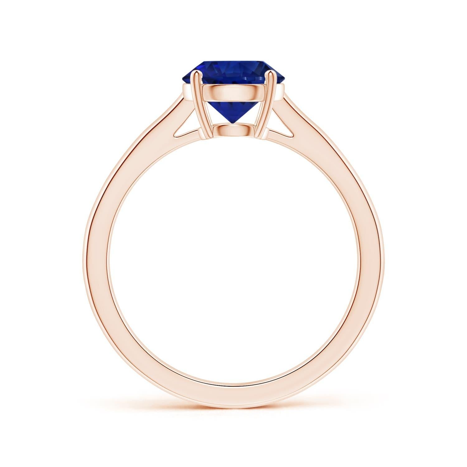 For Sale:  ANGARA Prong-Set GIA Certified Round Blue Sapphire Solitaire Ring in Rose Gold 2