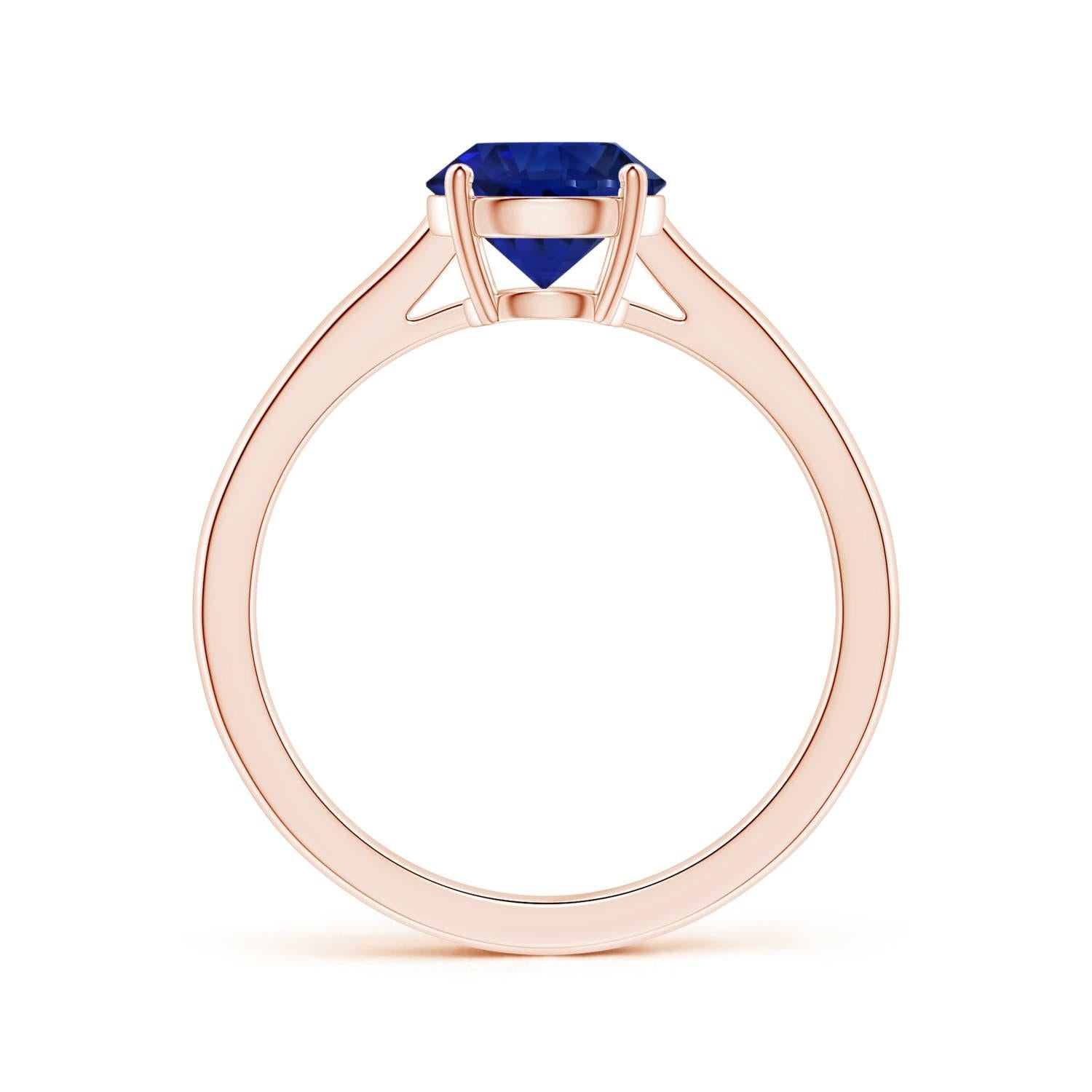 For Sale:  ANGARA Prong-Set GIA Certified Round Blue Sapphire Solitaire Ring in Rose Gold 2