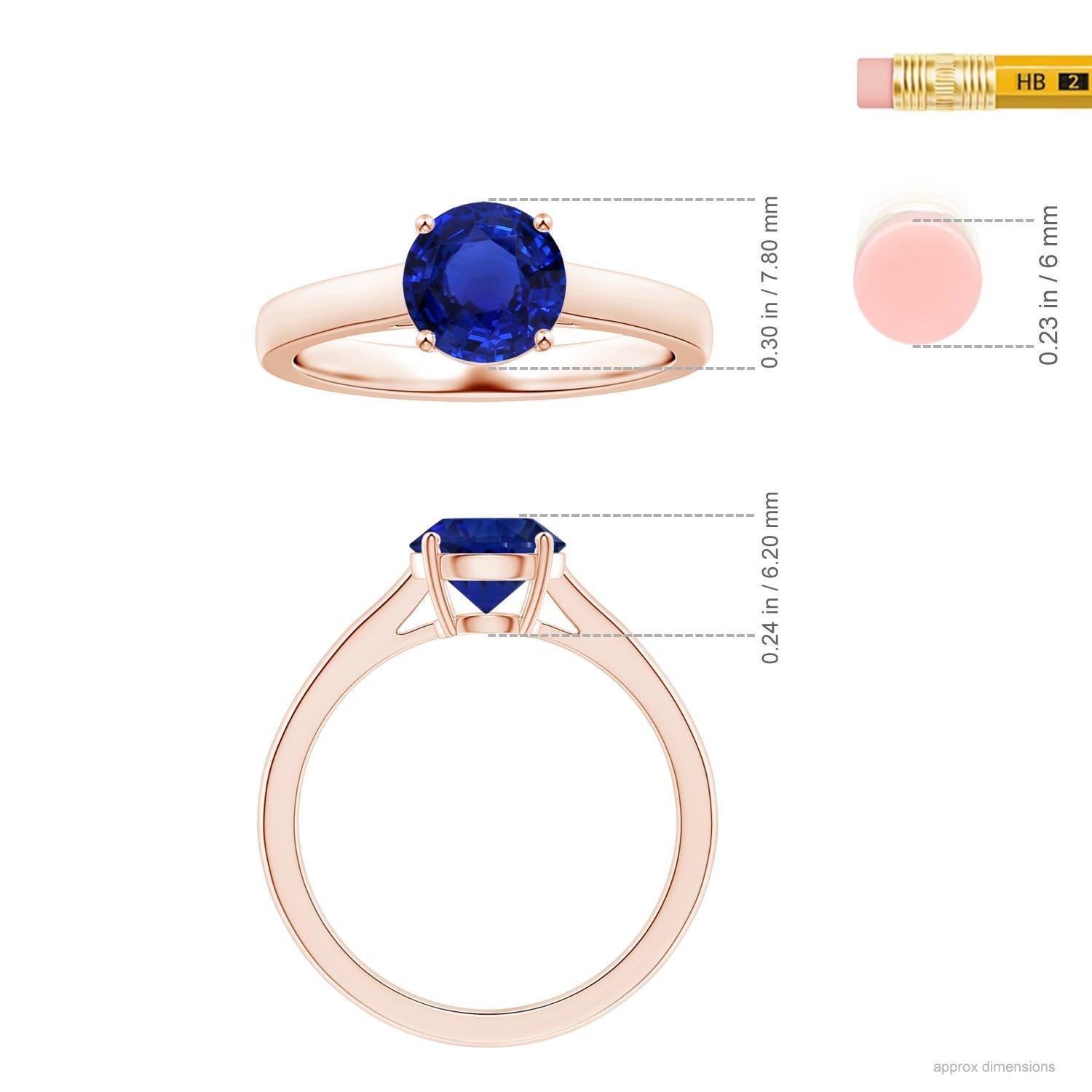 For Sale:  ANGARA Prong-Set GIA Certified Round Blue Sapphire Solitaire Ring in Rose Gold 5