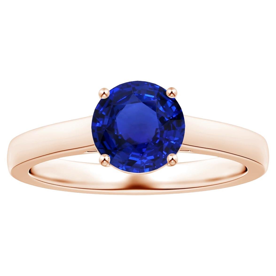 ANGARA Prong-Set GIA Certified Round Blue Sapphire Solitaire Ring in Rose Gold