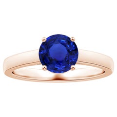 ANGARA Bague solitaire en or rose avec saphir bleu rond certifié GIA, sertie à la broche