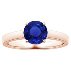 ANGARA Bague solitaire en or rose avec saphir bleu rond certifié GIA, sertie à la broche