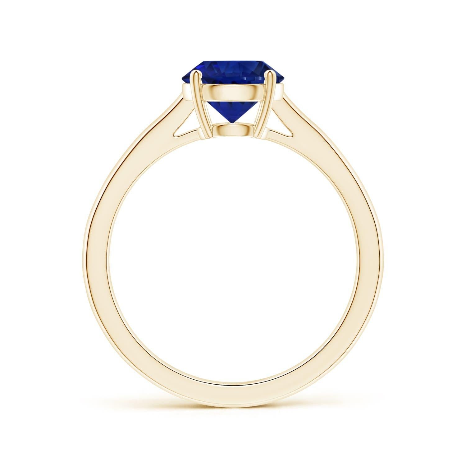 For Sale:  ANGARA Prong-Set GIA Certified Round Blue Sapphire Solitaire Ring in Yellow Gold 2