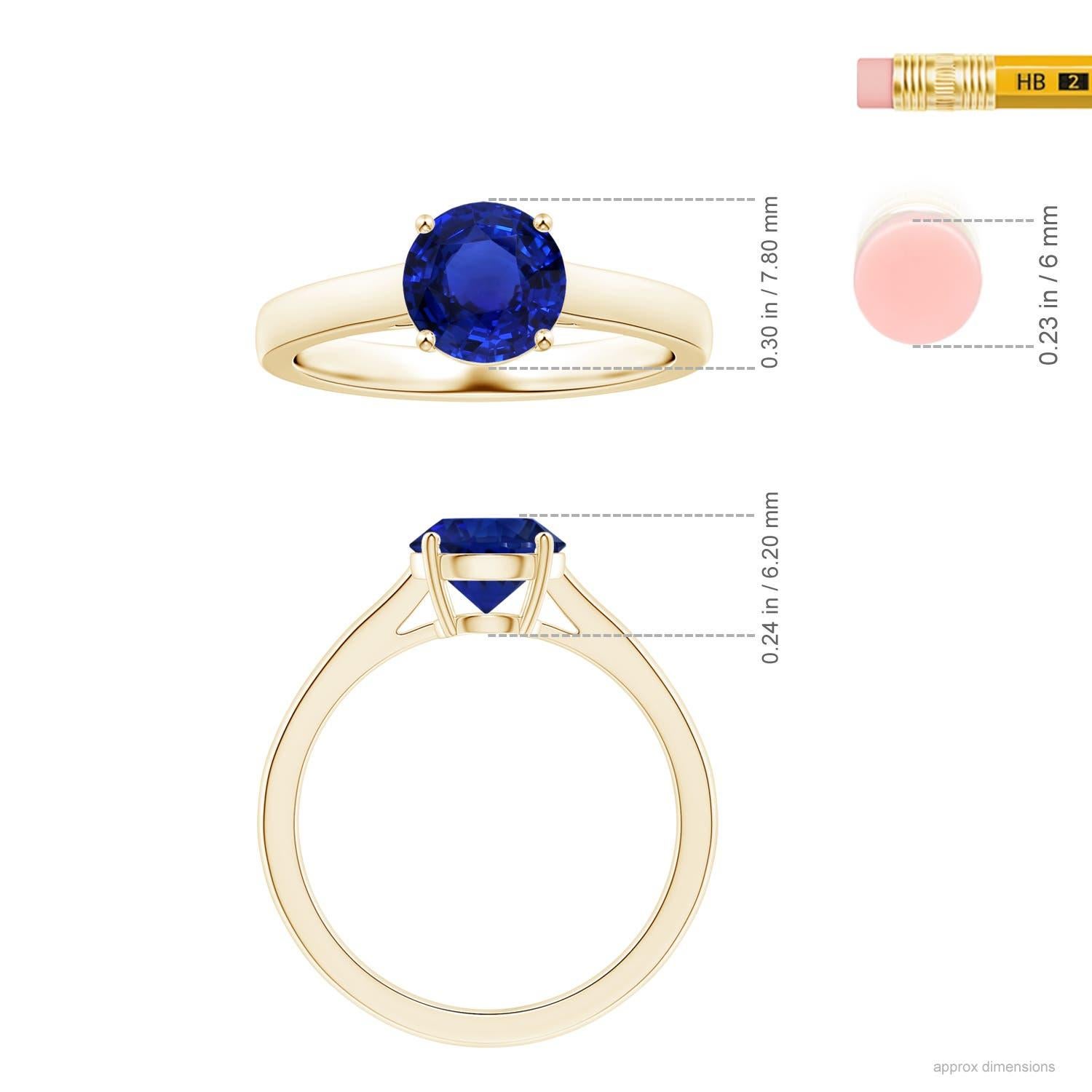 For Sale:  ANGARA Prong-Set GIA Certified Round Blue Sapphire Solitaire Ring in Yellow Gold 5