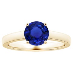 ANGARA Prong-Set GIA Certified Round Blue Sapphire Solitaire Ring in Yellow Gold