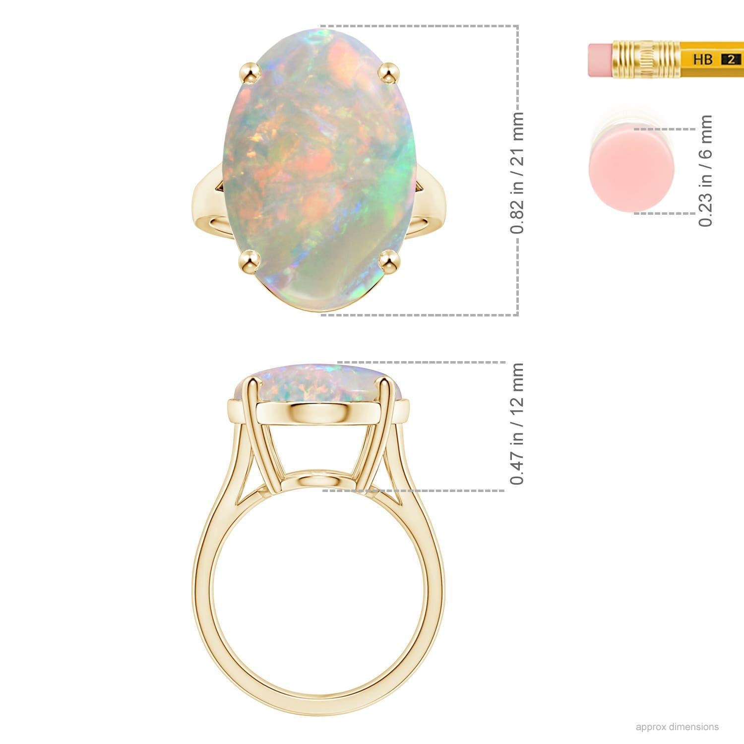 For Sale:  Angara Prong-Set Gia Certified Solitaire Opal Split Shank Ring in Yellow Gold 5