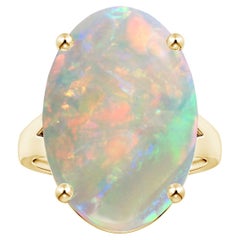 ANGARA Ring aus Gelbgold mit GIA-zertifiziertem Solitär-Opal und gespaltenem Schaft