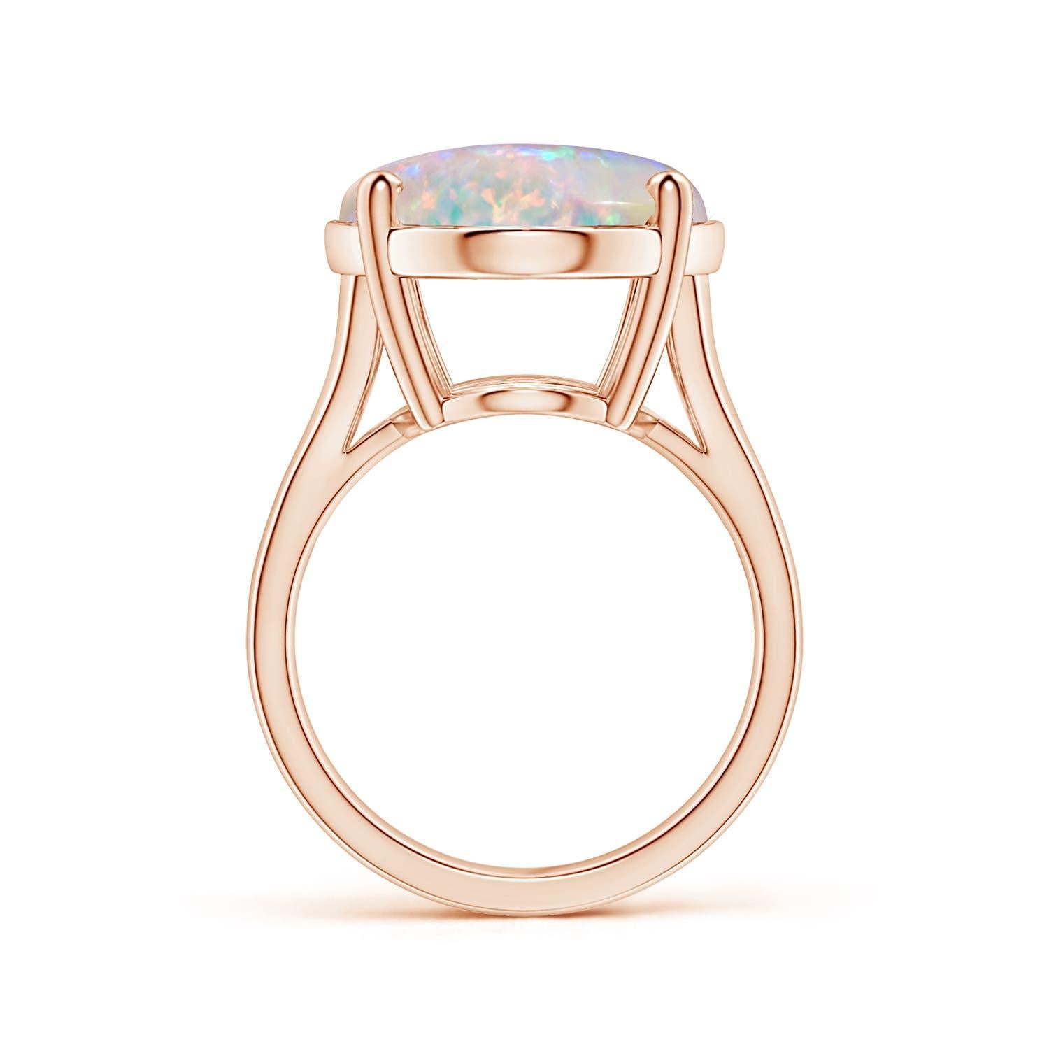 For Sale:  Angara Prong-Set Gia Certified Solitaire Oval Opal Split Shank Rose Gold Ring 2