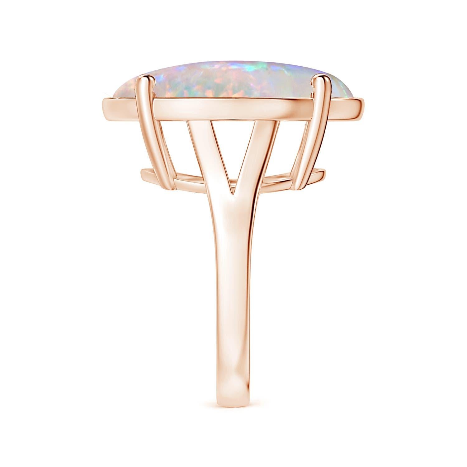 Angara Prong-Set Gia Certified Solitaire Oval Opal Split Shank Rose Gold Ring 4