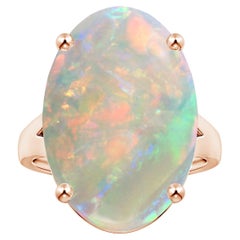 Angara Prong-Set Gia zertifizierter Solitär Ovaler Opal Geteilter Schaft Roségold Ring
