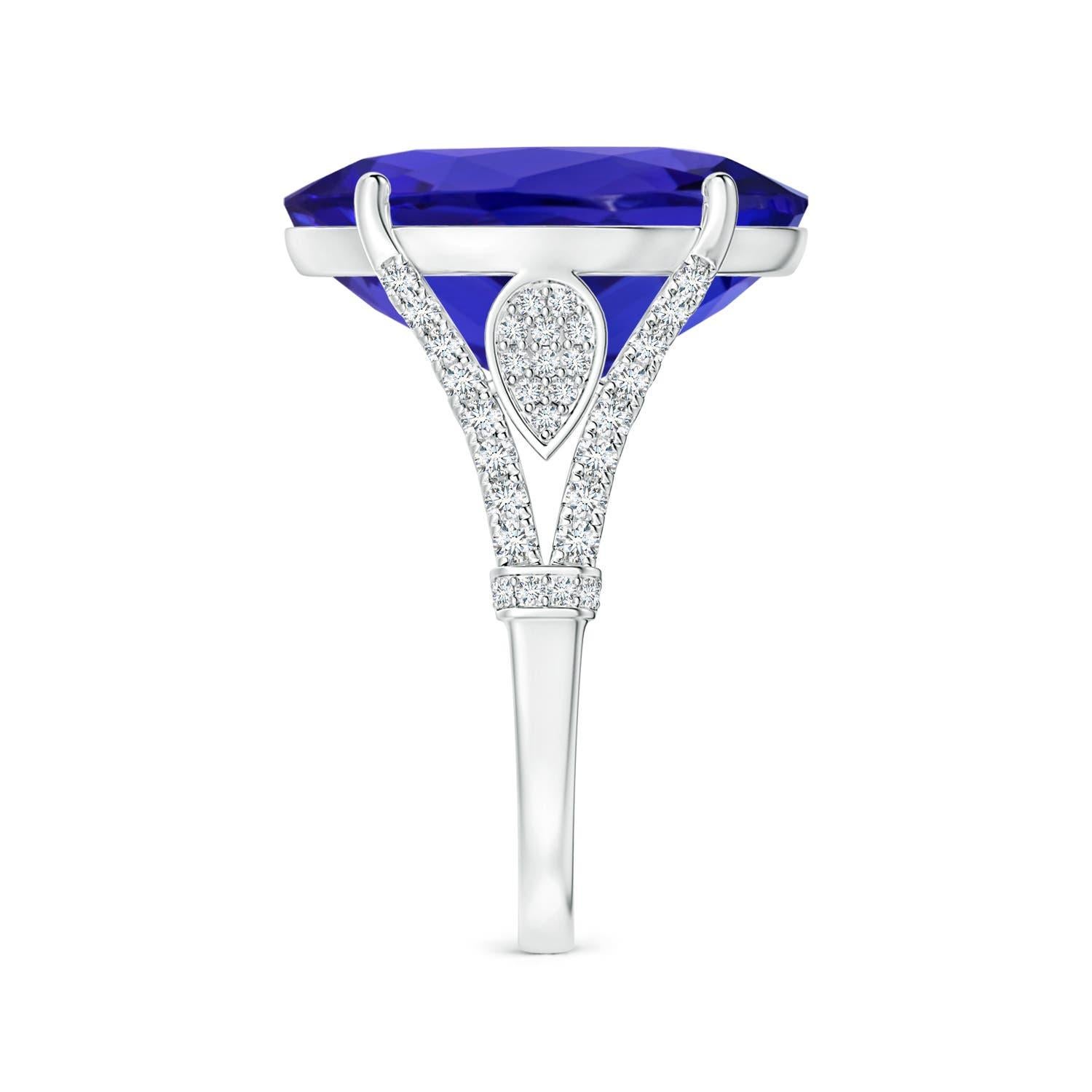 ANGARA GIA Certified Prong-Set Tanzanite Split Shank Ring in 18K White Gold 3