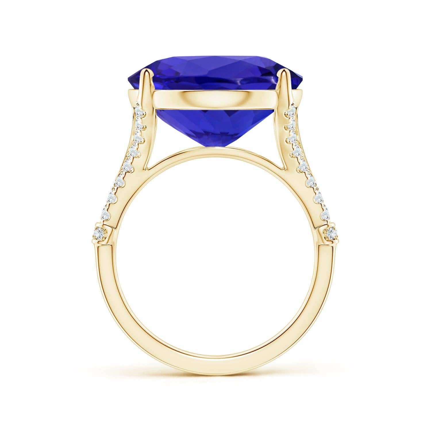 ANGARA GIA Certified  Prong-Set Tanzanite Split Shank Ring in 18K Yellow Gold 2