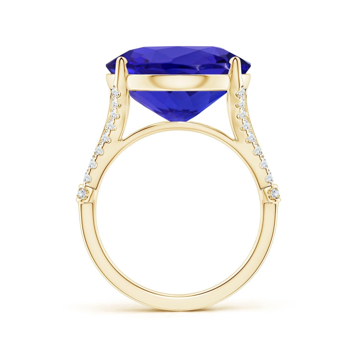 For Sale:  ANGARA Prong-Set GIA Certified Tanzanite Split Shank Ring in Yellow Gold 2