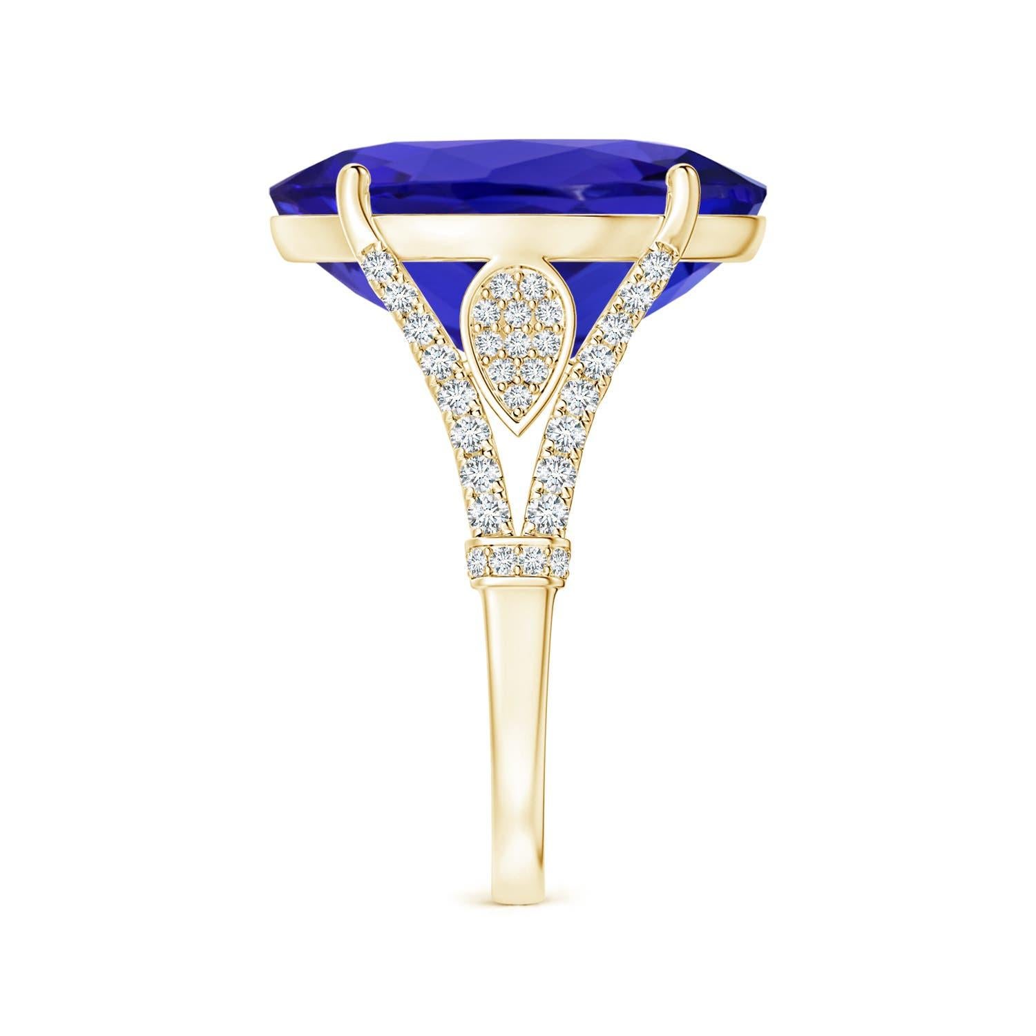 For Sale:  ANGARA Prong-Set GIA Certified Tanzanite Split Shank Ring in Yellow Gold 3