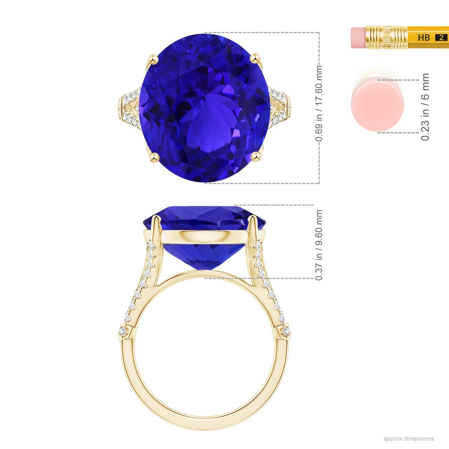 For Sale:  ANGARA Prong-Set GIA Certified Tanzanite Split Shank Ring in Yellow Gold 5