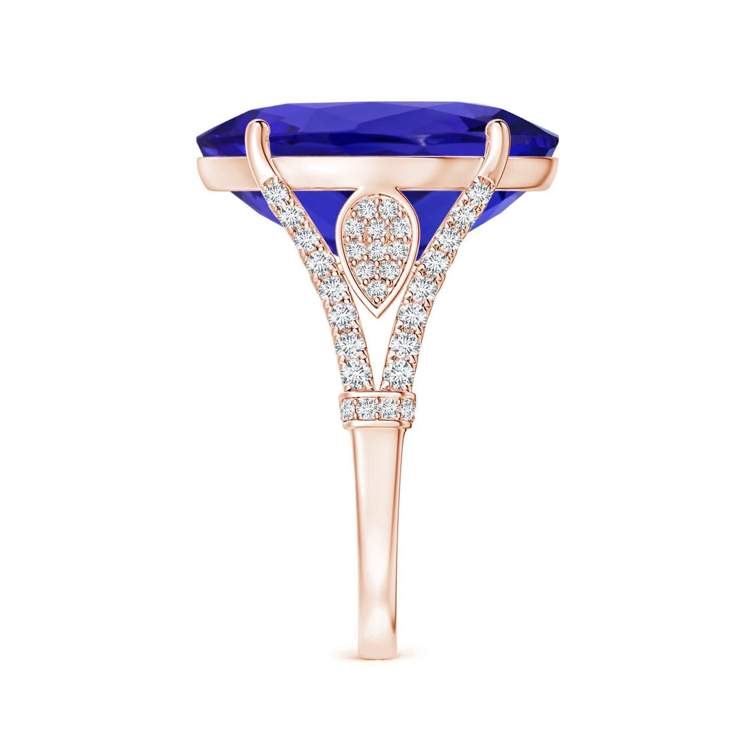 For Sale:  Prong-Set GIA Certified Tanzanite Split Shank Rose Gold Ring 3