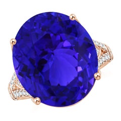 ANGARA Bague en or rose à tige fendue et tanzanite certifiée GIA, sertie à la broche