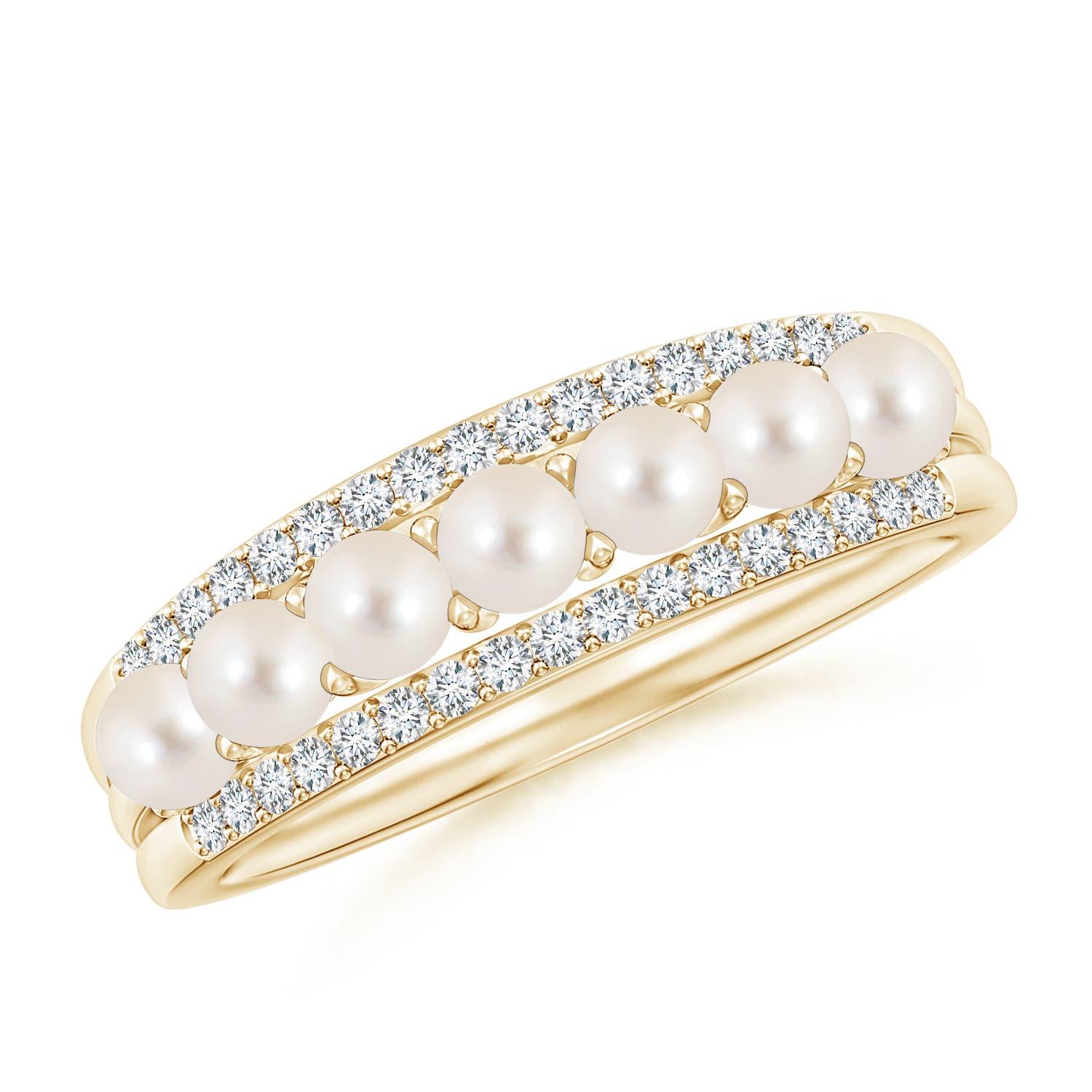 Bague Angara en or massif 14K avec perles de culture d'eau douce et diamants en vente 1