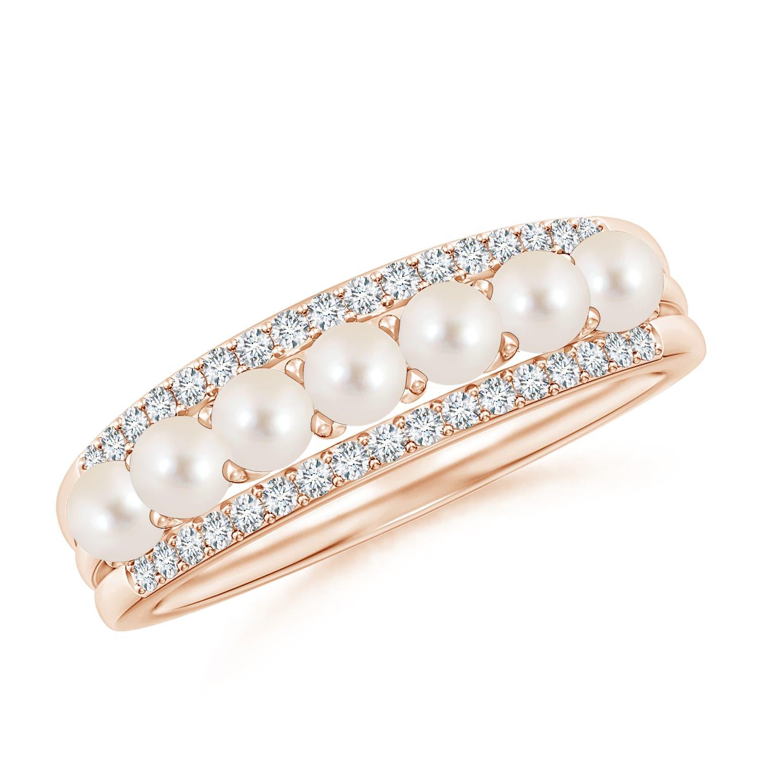 Bague Angara en or massif 14K avec perles de culture d'eau douce et diamants en vente 2