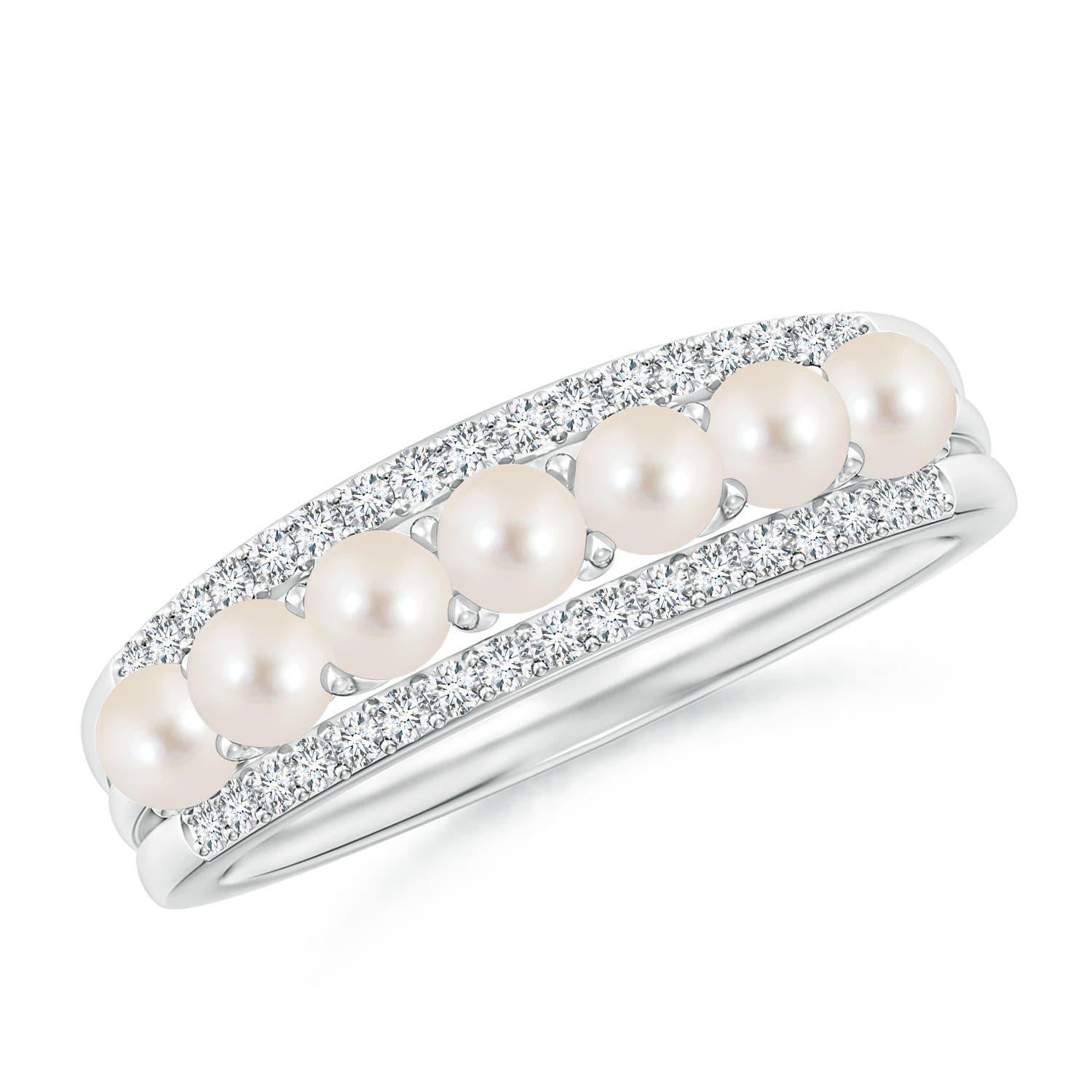 Angara Seed Süßwasser-Zuchtperle und Diamant-Ring in 14K massivem Gold