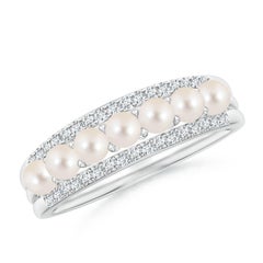 Angara Seed Süßwasser-Zuchtperle und Diamant-Ring in 14K massivem Gold