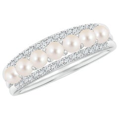 Bague Angara en or massif 14K avec perles de culture d'eau douce et diamants
