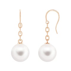 Angara - Pendants d'oreilles solitaires en perles de culture d'eau douce en or massif 14K