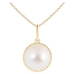Angara Solitaire Freshwater Cultured Pearl Pendant in 14K Solid Gold for Women