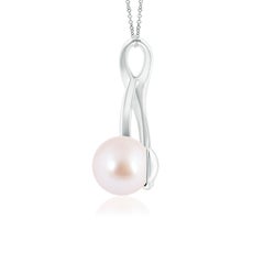 Angara Solitaire Japanese Akoya Cultured Pearl Swirl Pendant in 14K Solid Gold