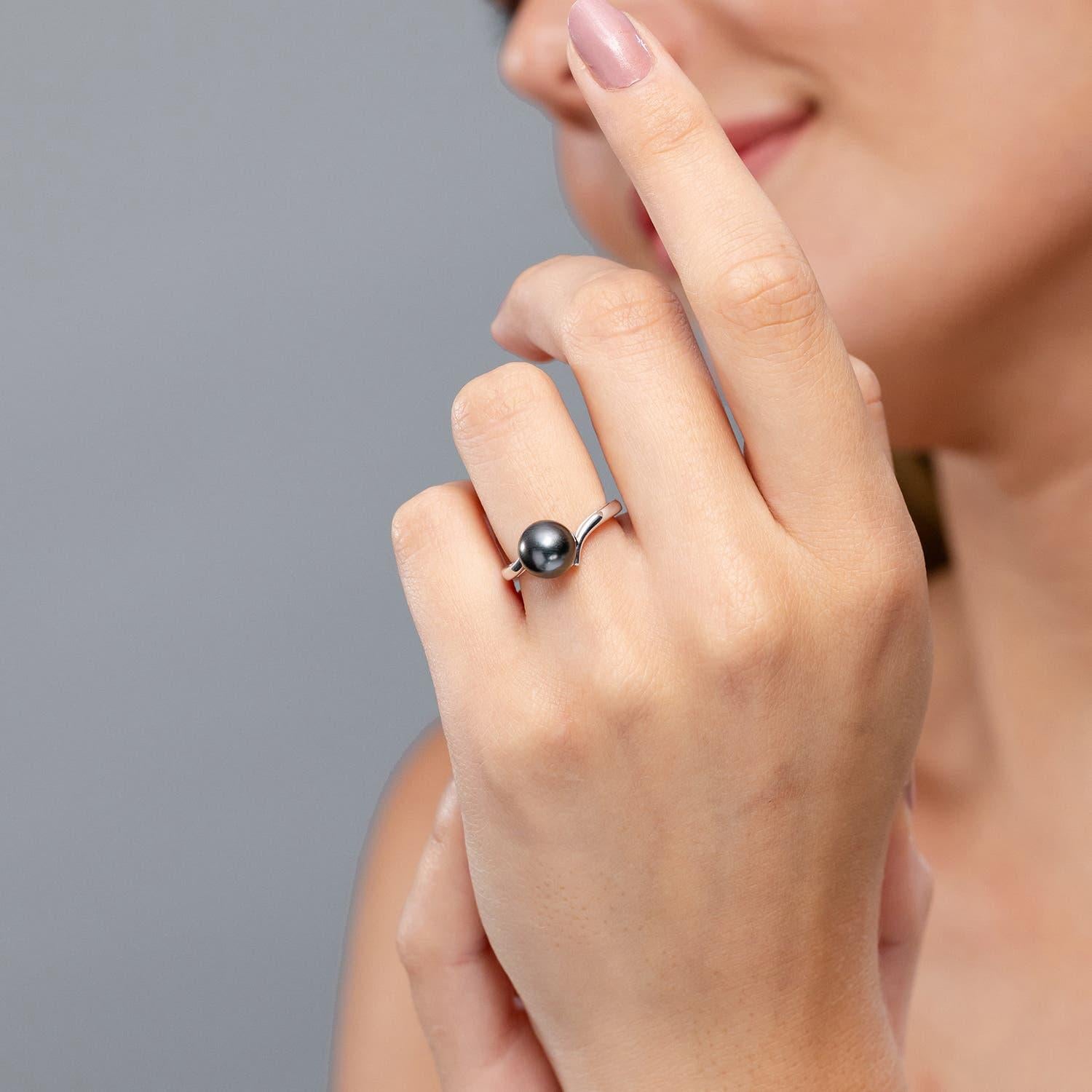 Angara Solitär Tahiti-Zuchtperle Bypass Ring in 14K massivem Gold für Frauen (Moderne) im Angebot