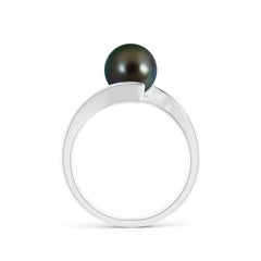 Angara Solitaire Tahitian Cultured Pearl Ring with Bypass Shank 14K Solid Gold
