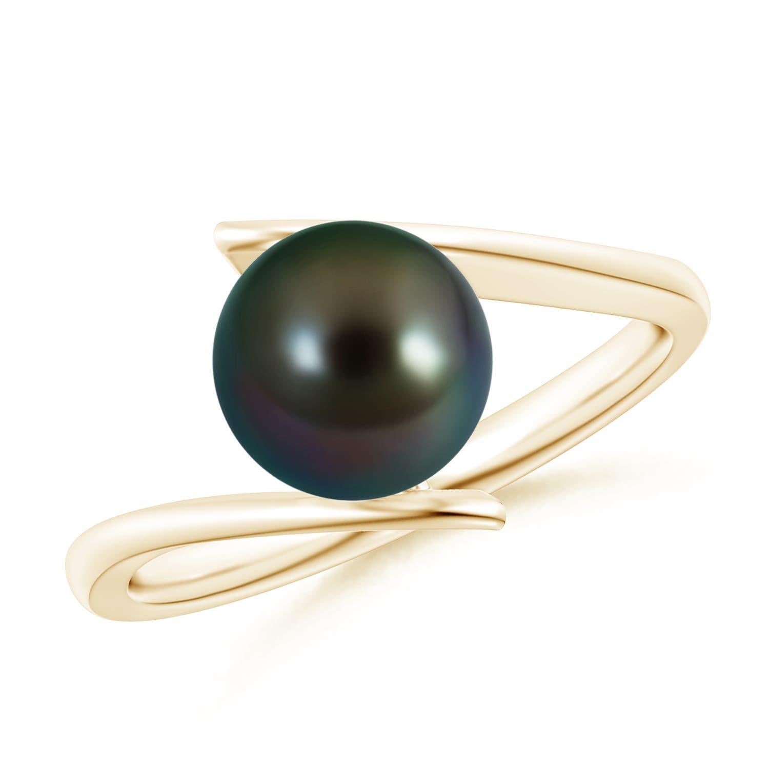 Angara Solitär Tahiti-Zuchtperlenring mit Bypass-Schaft 14K massivem Gold im Angebot 1