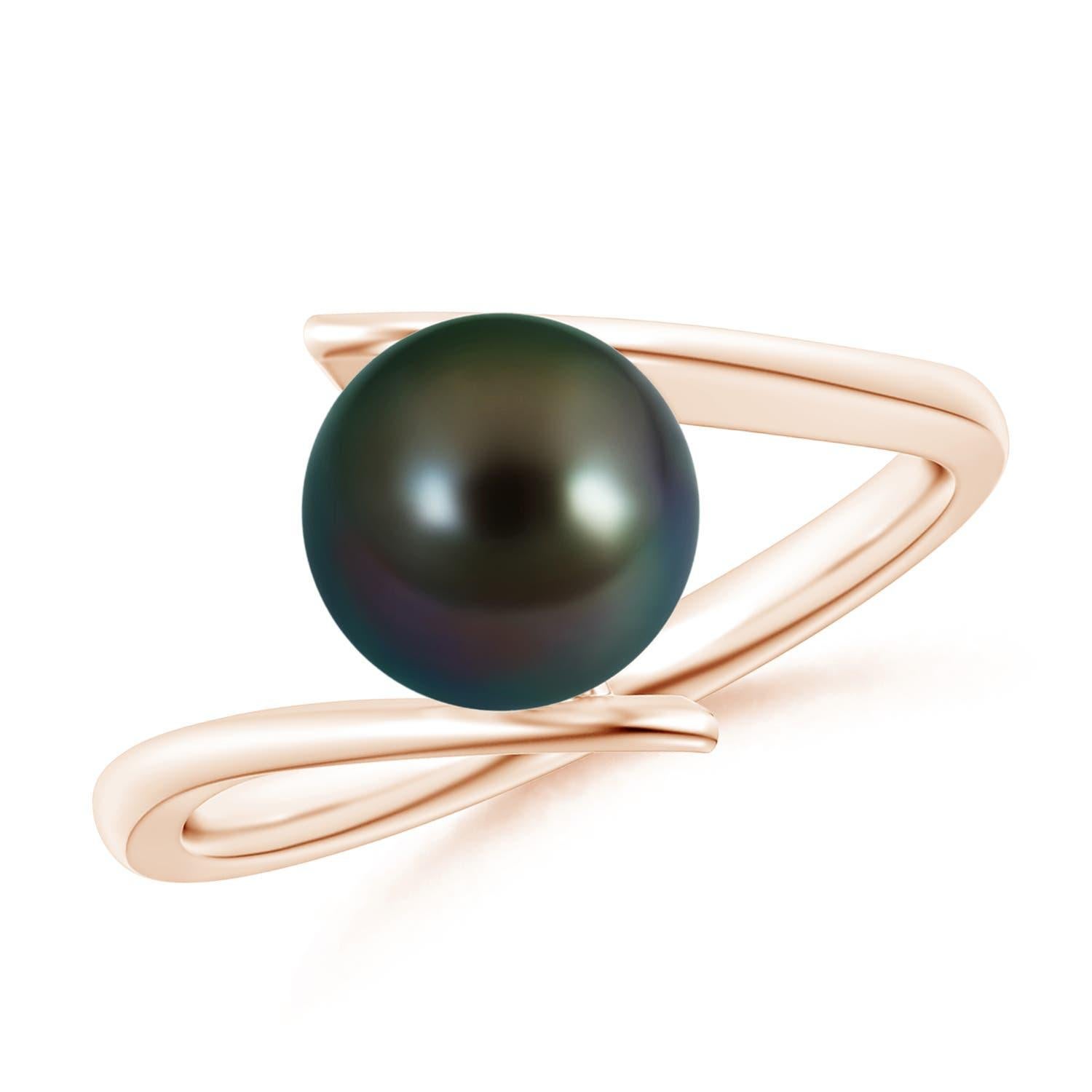 Angara Solitär Tahiti-Zuchtperlenring mit Bypass-Schaft 14K massivem Gold im Angebot 2