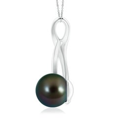 Angara Solitaire Tahitian Cultured Pearl Swirl Pendant in 14K Solid Gold