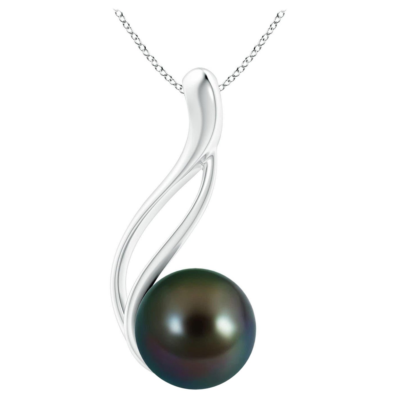 Angara Solitaire Tahitian Cultured Pearl Swirl Pendant in 14K Solid Gold