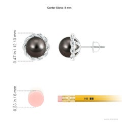 Angara Solitaire Tahitian Cultured Pearl Twist Rope Studs in 14K Solid Gold