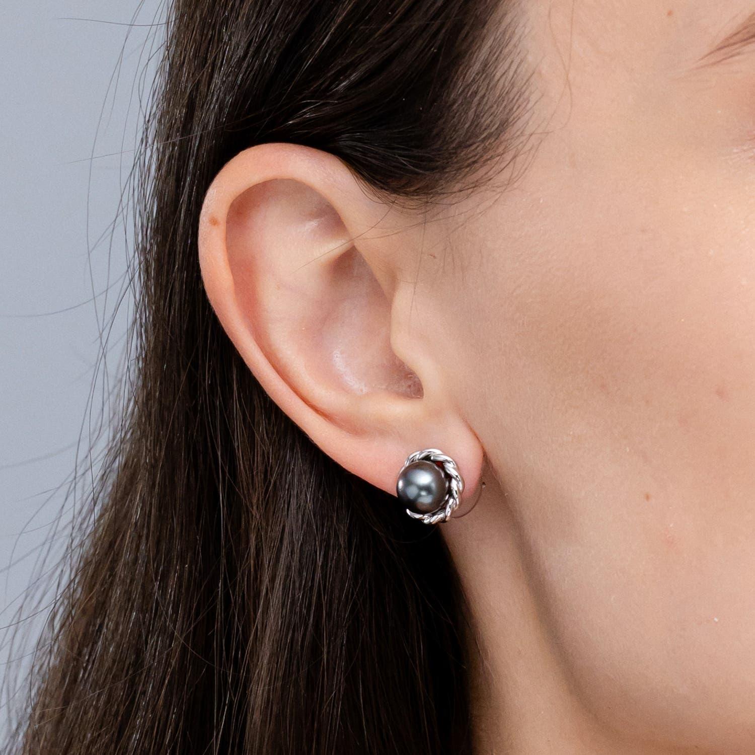 Angara Solitär Tahiti-Zuchtperle Twist Rope Studs in 14K Solid Gold (Moderne) im Angebot