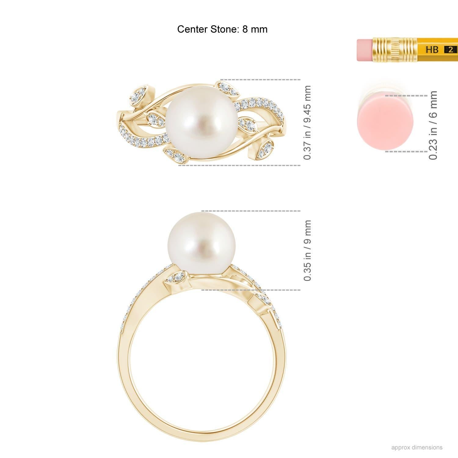 Angara Südsee-Zuchtperle & Diamant-Olivenblatt Rebe Ring in 14K massivem Gold im Angebot 1
