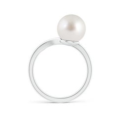 Anillo Envolvente Angara de Perlas Cultivadas del Mar del Sur y Diamantes Hoja de Olivo en Oro Macizo de 14K