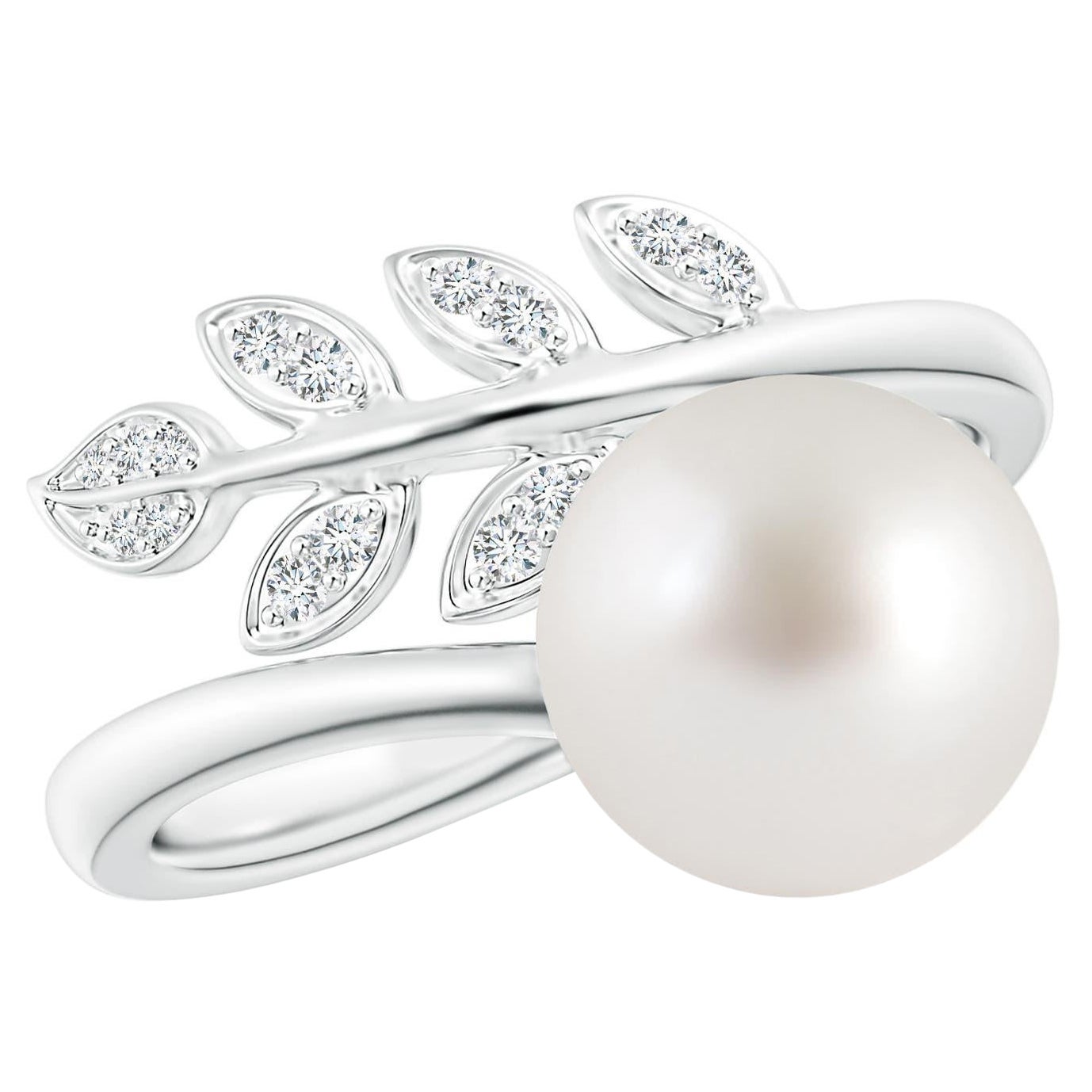 Angara Südsee-Zuchtperle & Diamant-Olivenblatt Wrap Ring in 14K massivem Gold