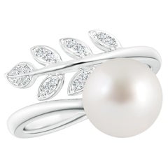 Angara Südsee-Zuchtperle & Diamant-Olivenblatt Wrap Ring in 14K massivem Gold
