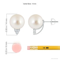 Boucles d'oreilles Angara perles de culture des mers du sud avec Trio de diamants en or massif 14K