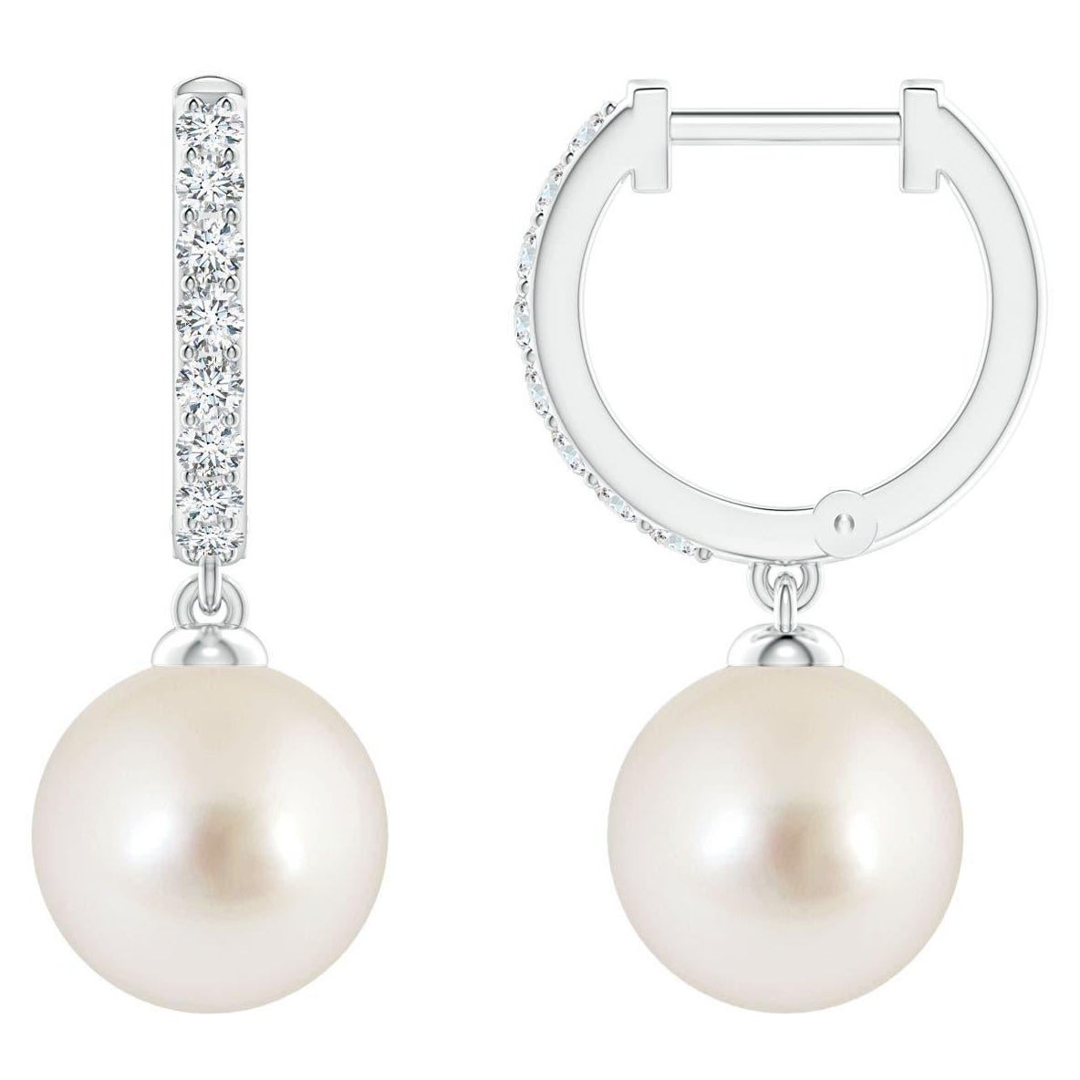 Angara - Boucles d
oreilles en or massif 14 carats avec perles de culture des mers du Sud pour femmes