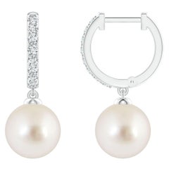 Angara - Boucles d
oreilles en or massif 14 carats avec perles de culture des mers du Sud pour femmes