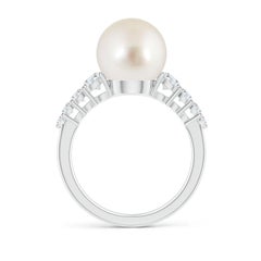 Anello Angara con perle coltivate dei mari del sud e diamanti graduati in oro massiccio 14 carati