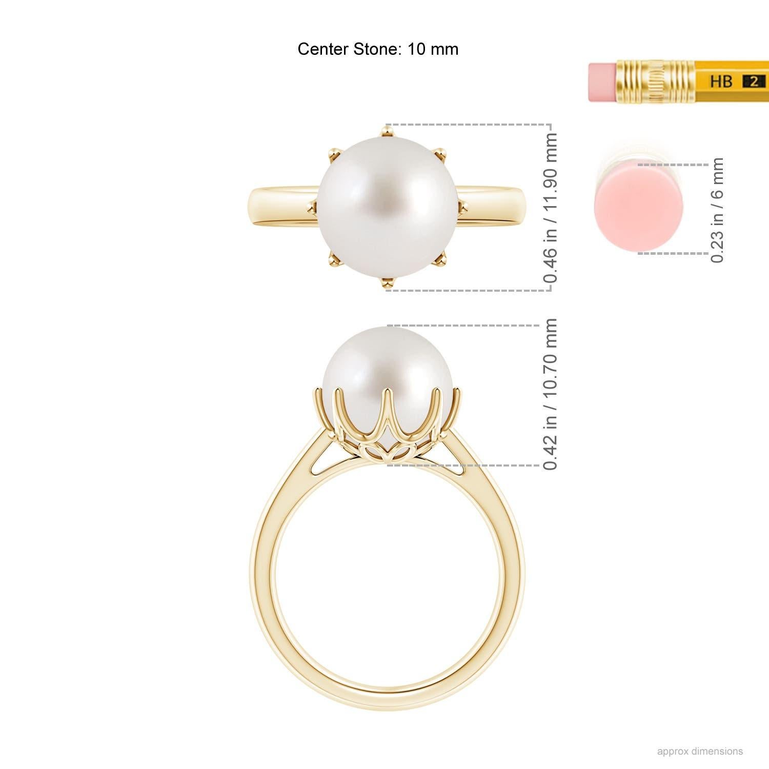 Angara Anello con corona solitario di perle coltivate dei mari del sud in oro massiccio 14K per donna in vendita 1